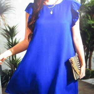 Royal Blue Ladies/Teens Dress with Butterfly Sleeves Size L Belt included